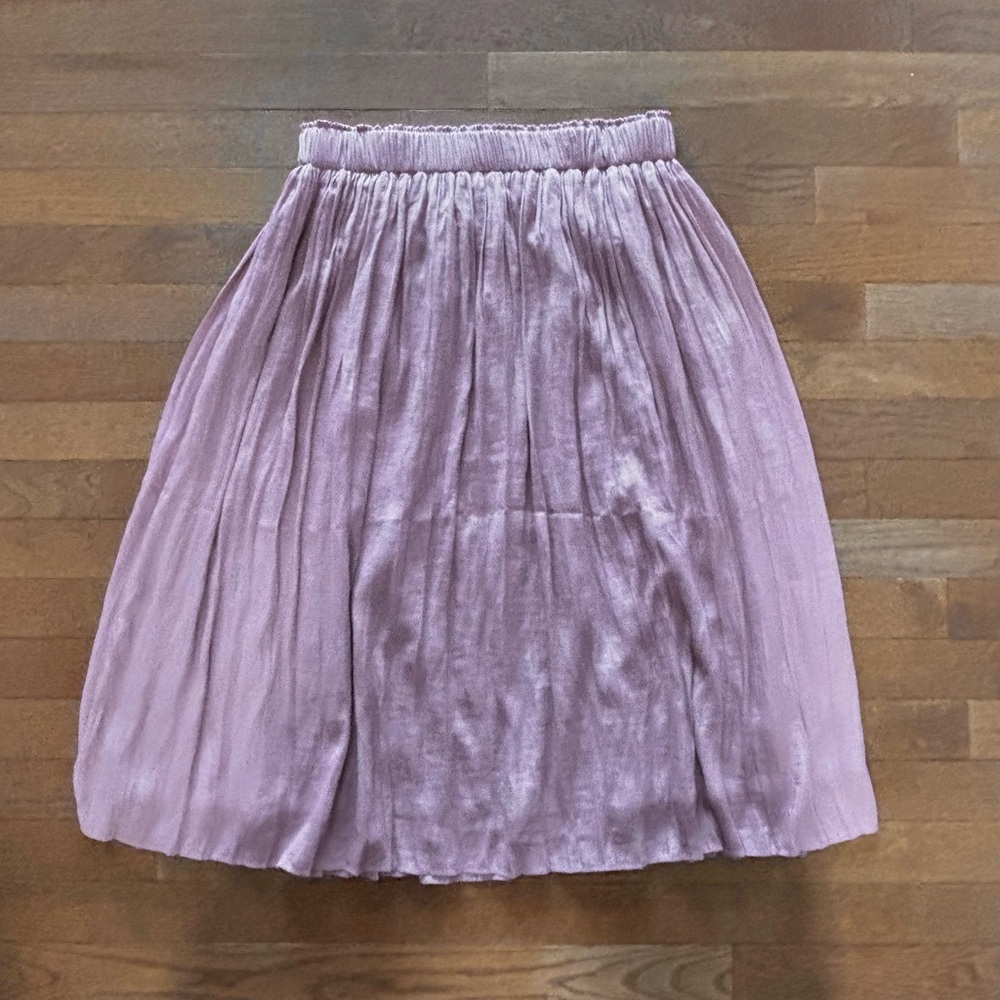 GAP Pleated Mauve Satin Midi Skirt